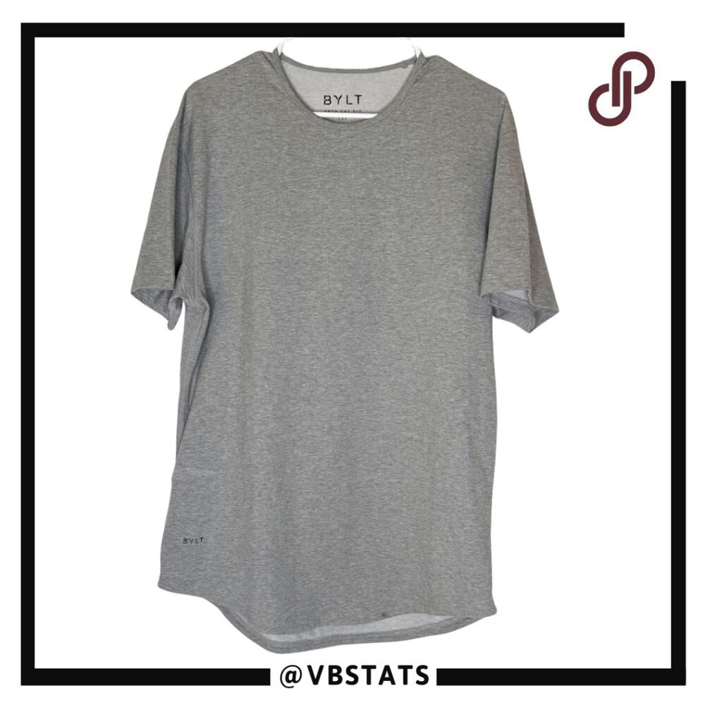 BYLT Basics Men's Drop Cut Lux Short Sleeve Crew Neck T-Shirt Gray Size Large